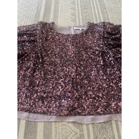 ENDLESS ROSE Purple Sequin Sparkle Encrusted Cropped Party Blouse Top - Picture 11 of 16